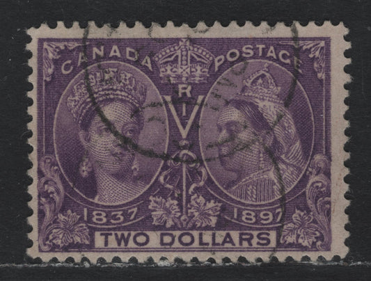 Lot 341 Canada #62var $2 Blackish Violet , 1897 Diamond Jubilee Issue, A Fine Used Single, Bright & Distinctive Shade Variation, Possessing The Full 'Bloom' Normally Reserved For Mint Stamps
