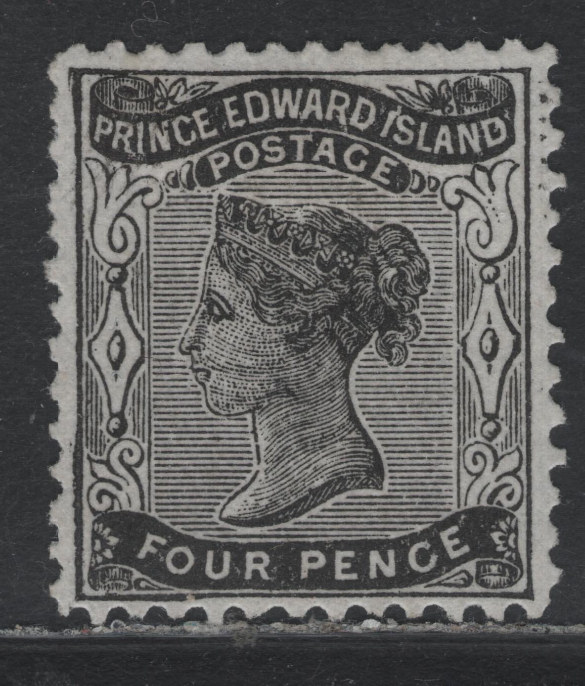 Lot 342 P.E.I (C)#9 4d Black , 1872 Queen Victoria Cents Issue, A Very Fine Unused Single, CW-A Paper, Perf 11.7