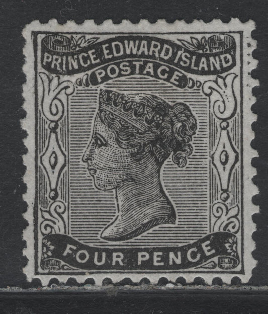 Lot 342 P.E.I (C)#9 4d Black , 1872 Queen Victoria Cents Issue, A Very Fine Unused Single, CW-A Paper, Perf 11.7