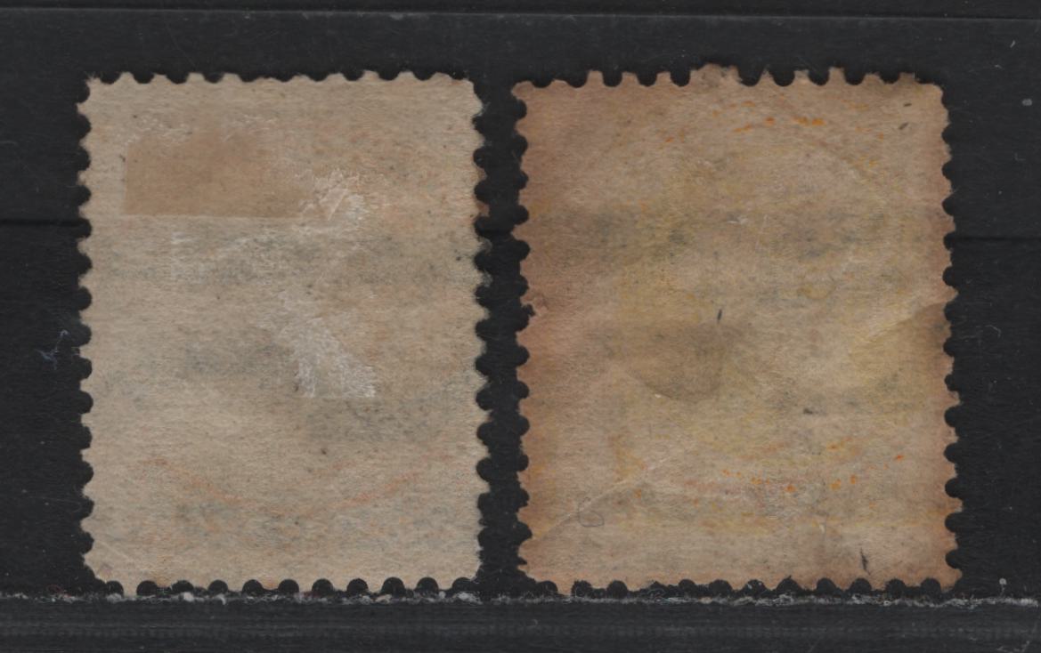 Lot 367 Canada (C)#35i 1c Yellow , 1870-1893 Small Queen Issue, 2 Fine Used Singles, 2nd Ottawa Printings, Unchecked As To Specific Paper Type & Perf, T Style U & U-Double Precancels.