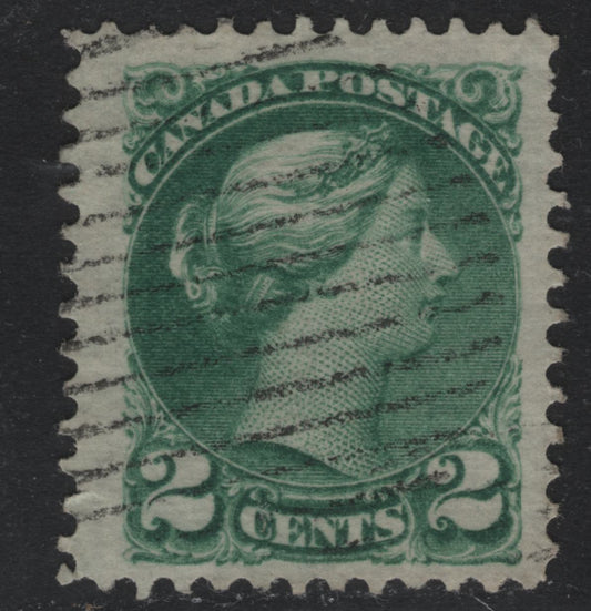Lot 393 Canada #36d, 36ii 2c Blue Green , 1870-1893 Small Queen Issue, A Fine Used Single, Montreal Printing, Paper MM-B, Perf12.