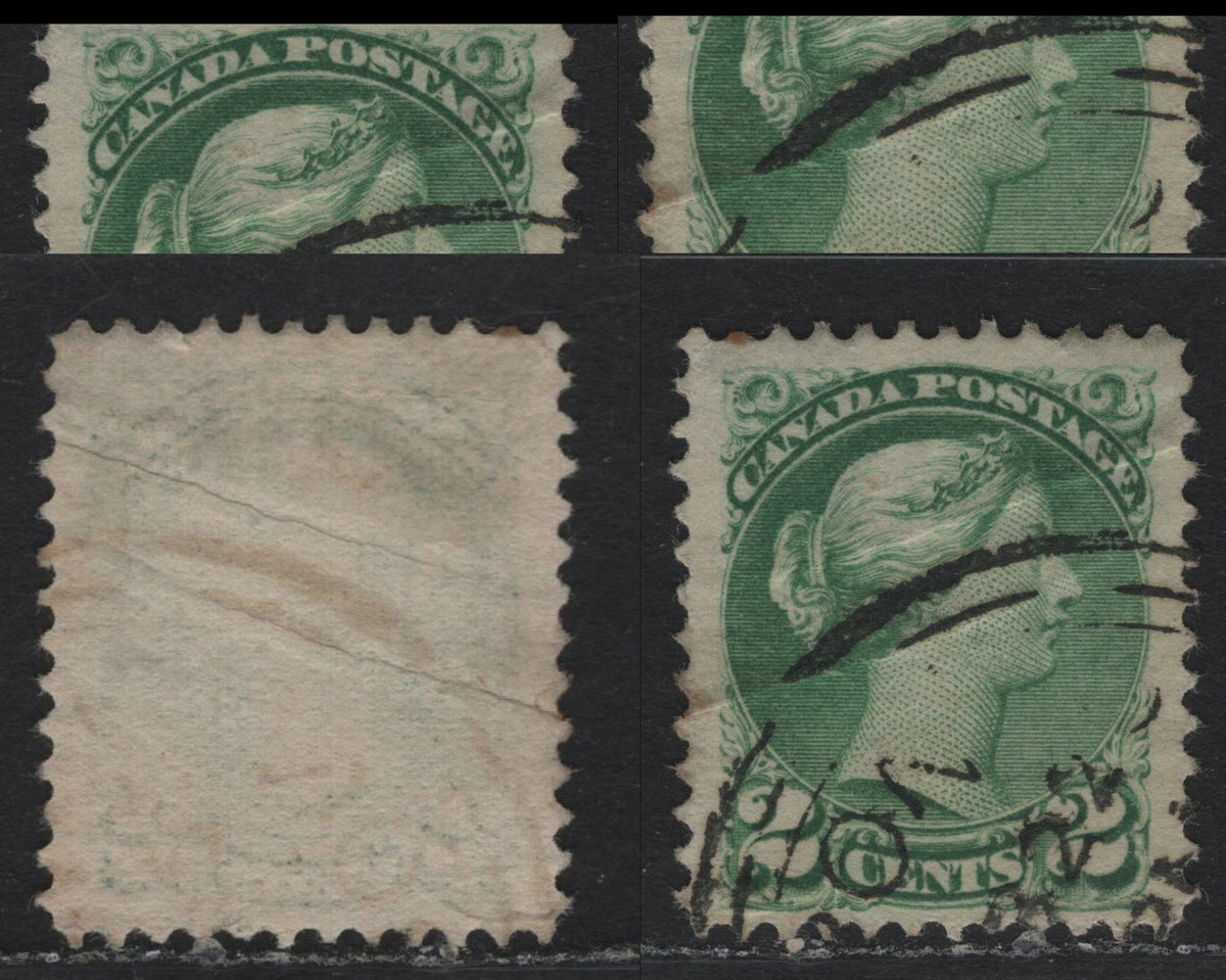 Lot 401 Canada (C)#36i 2c Green , 1870-1893 Small Queen Issue, A Very Fine Used Single, 2nd Ottawa Printing, Showing Two Diagonal Pre-Production Paper Creases, Unchecked As To Specific Paper Type & Perf.