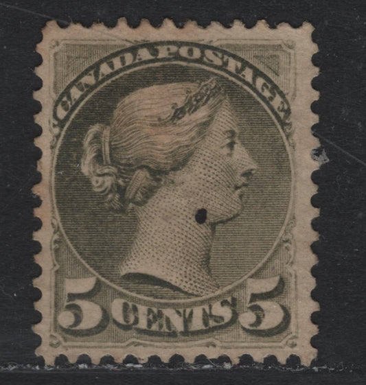 Lot 414 Canada #38 5c Slate Green , 1870-1893 Small Queen Issue, A Very Fine Used Single, Montreal Printing, Perf 12.1x12.2, Paper Type MM-B.