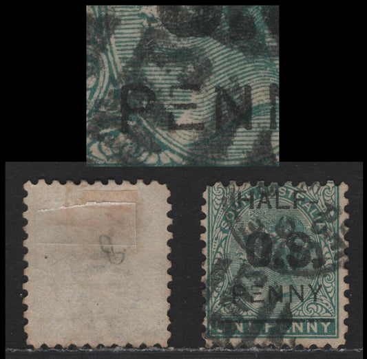 Lot 141 Australia - South Australia SG#O48var 1/2d on 1d Green , 1876-1904 Queen Victoria Surface Printed Sideface Issue, A Very Good Used Single, Showing Fractured E Variety From Pos 4 In Overprint