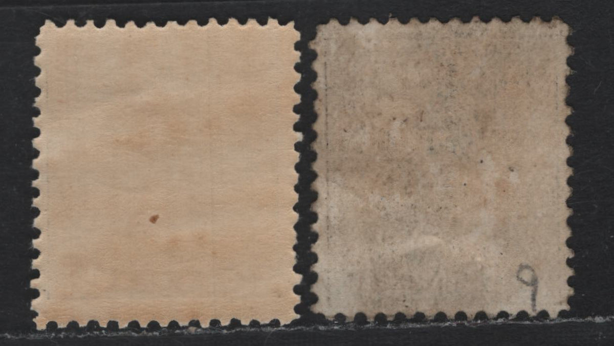 Lot 187 P.E.I #9. 9a 4d Black , 1868-1870 Queen Victoria Issue, 2 F/VFOG Singles, Black & Yellowish Papers (CW-B & CW-C), Perfs 12 & 11.75