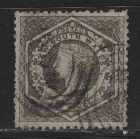 Lot 315 Australia - NSW SG#143 6d Gray Brown , 1860-1872 Diadem Issue, A Very Fine used Single, Perf 12, Double Lined 6 Wmk, Moderate NSW Cancel.
