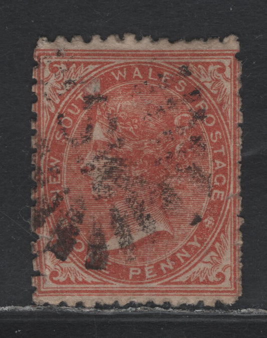 Lot 326 Australia - NSW SG#200 1d Brick Red , 1865-1866 Surface Printed Sideface Issue, A Fine Used Single, Perf 13, Unwatermarked, Typical Rough Perfs, But Well Centered, Moderate Sunburst NSW Cancel.