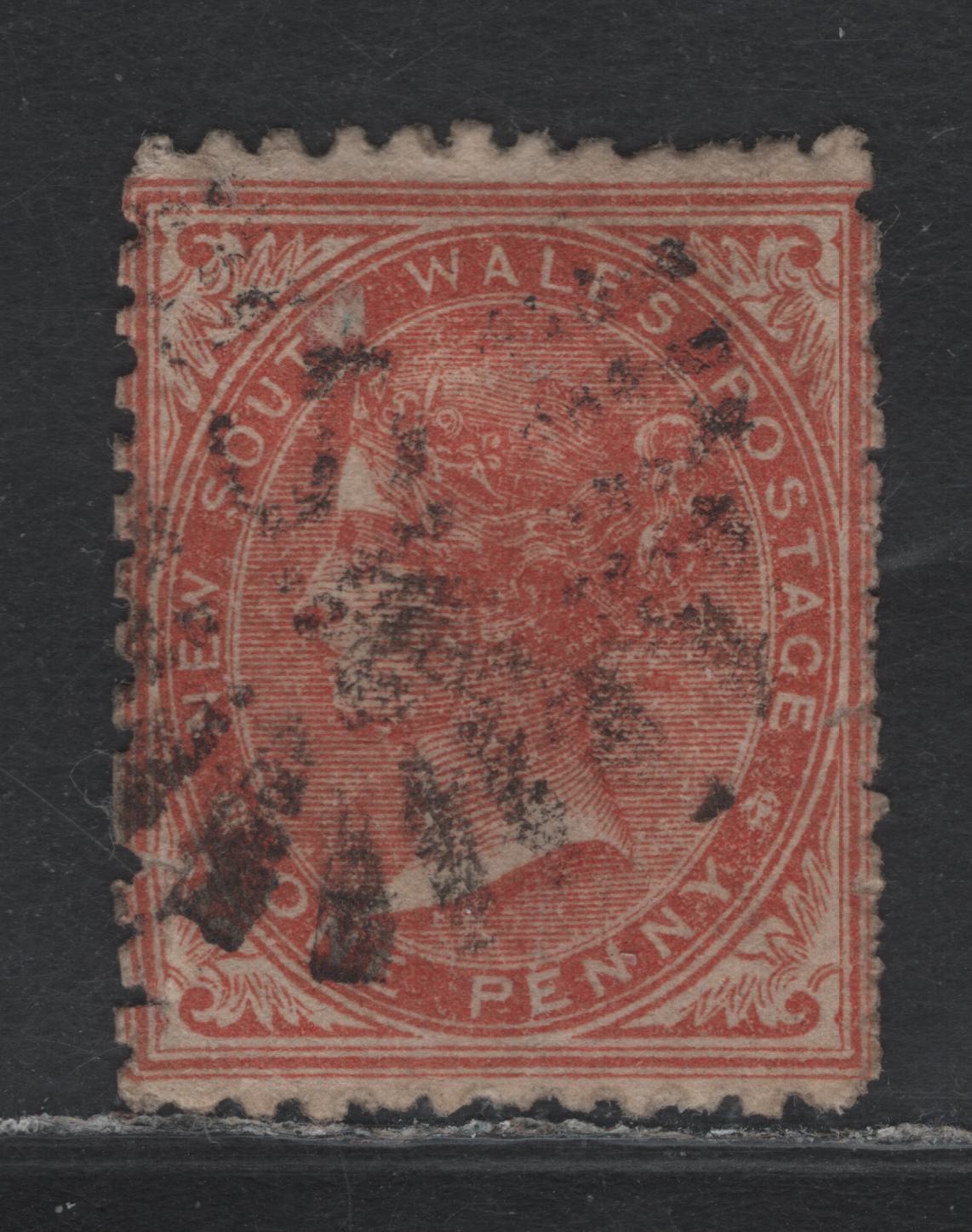 Lot 326 Australia - NSW SG#200 1d Brick Red , 1865-1866 Surface Printed Sideface Issue, A Fine Used Single, Perf 13, Unwatermarked, Typical Rough Perfs, But Well Centered, Moderate Sunburst NSW Cancel.