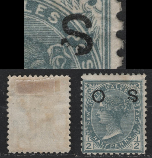 Lot 341 Australia - NSW SG#O58b 1/2d Gray , 1892 Overprinted OS Issue, A FOG Single, Perf 12, Overprinted OS With Broken S, Unlisted In Gibbons.
