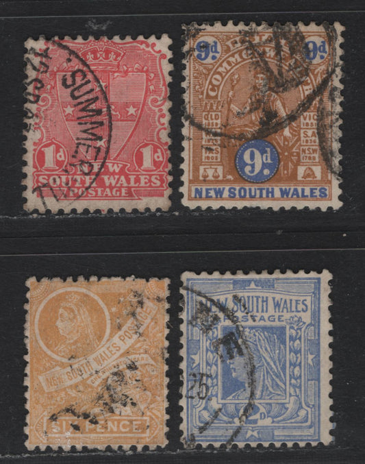Lot 365 Australia - NSW SG#352, 354-355, 358 9d - 6d Yellow Brown & Ultramarine - Orange Buff , 1907-1912 Centenary & Arms Definitives, 5 Fine Used Singles, Last Printings of These Stamps, Crown Over Double Lined A Wmks