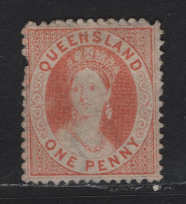 Lot 376 Australia - Queensland SG#59 1d Orange Vermillion , 1868-1874 Chalon Heads Issue, A Very Fine Unused Single, Broad Truncated Star Wmk, Perf 13