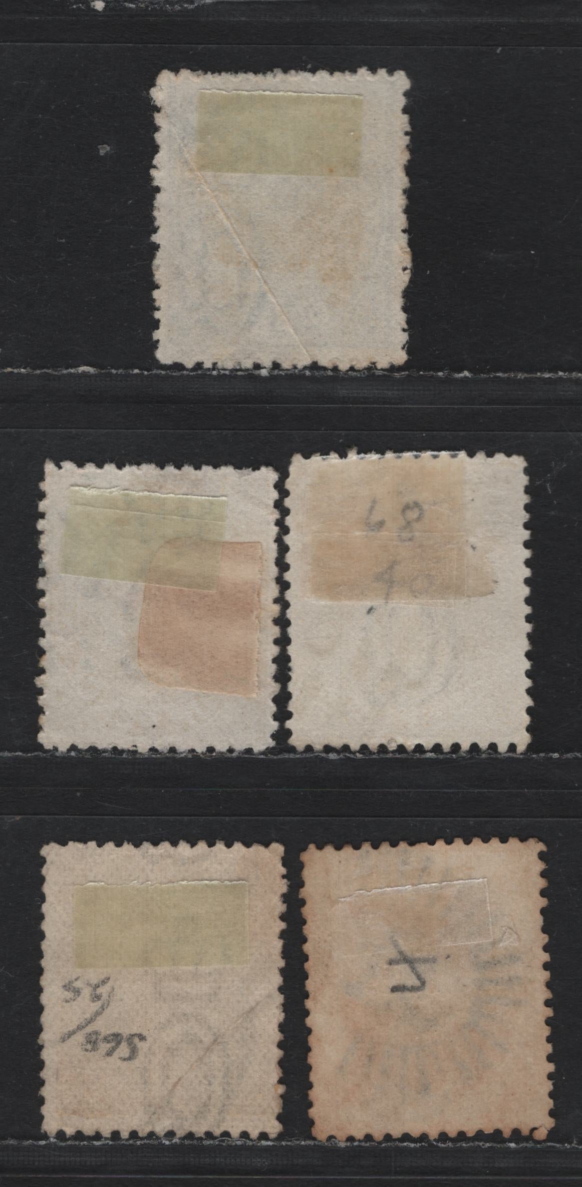 Lot 399 Australia - Queensland SG#168-169 2d - 4d Blue - Pale Yellow , 1890-1895 Second Sideface Issue,  Fine/Very Fine Used Singles, #16 Maryborough, QL Sunburst, 74 Barred Numeral Blackall, 233 Barred Numeral St George & 87 Barred Numeral Ipswich