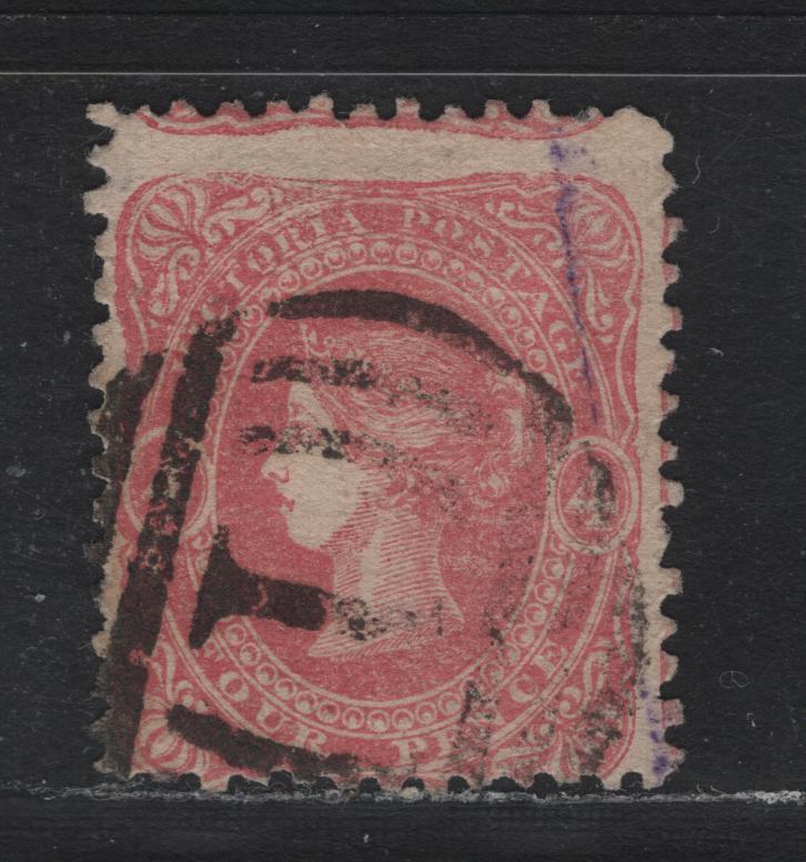 Lot 102 Australia - Victoria SC#66(SG#89a) 4d Rose, 1860-1866 Beaded Ovals Issue,Unwatermarked, A VG Used Single Perf 12