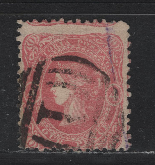 Lot 102 Australia - Victoria SC#66(SG#89a) 4d Rose, 1860-1866 Beaded Ovals Issue,Unwatermarked, A VG Used Single Perf 12