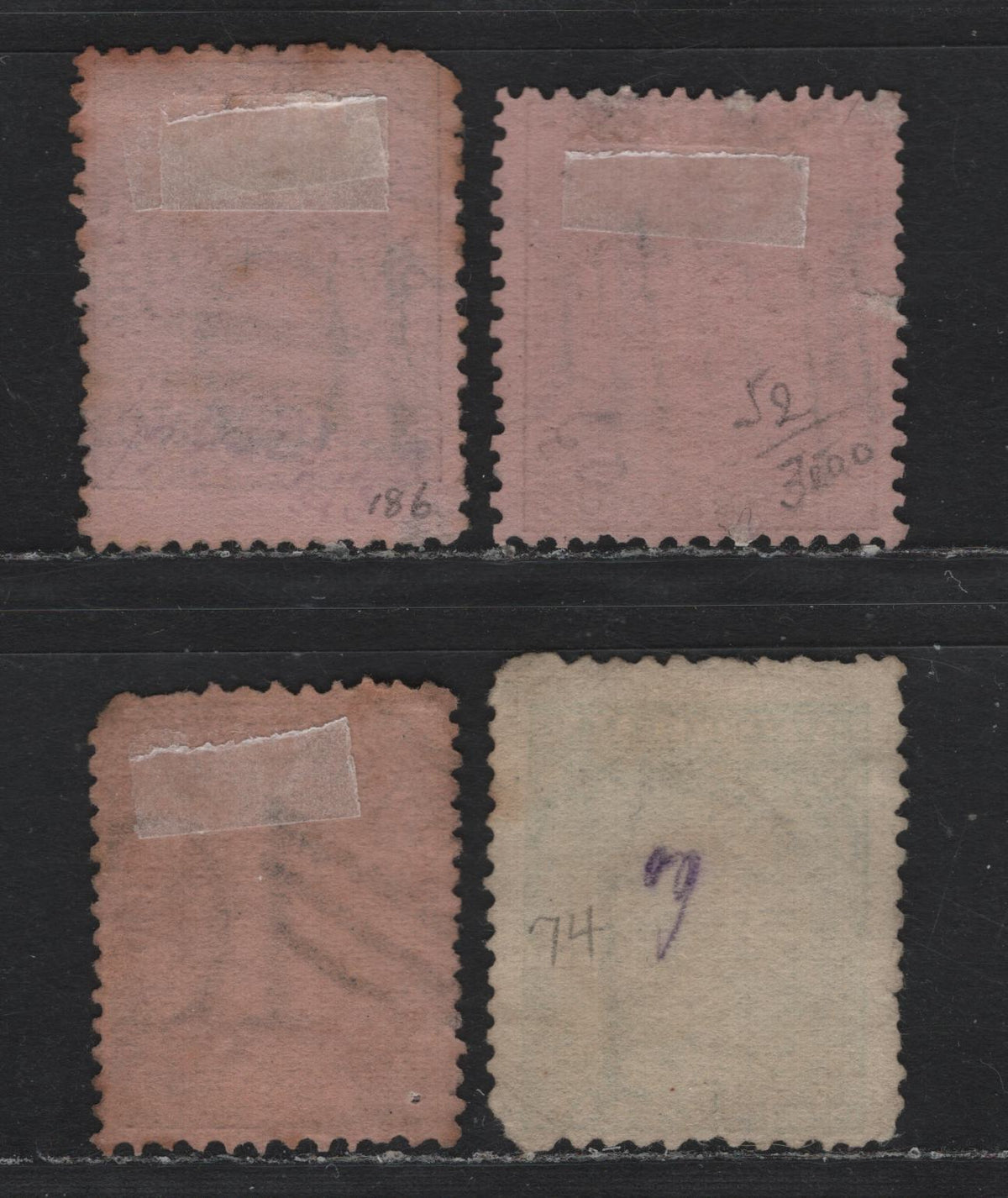 Lot 111 Australia - Victoria SC#74, 79, 125, 126(SG# 120b, 123a, 171, 194var), 1880-1884 Laureates Issue, 4 VG-VF Used Singles All With Single Lined Numeral Watermarks On T.H Saunders Paper. The 8d Is An Unlisted Special Variant