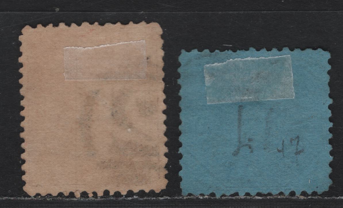 Lot 112 Australia - Victoria SC#76, 80(SG# 121var, 124a) 4d Rose Perf 12x12.5 & 1/- Pale Dull Blue On Blue Perf 12, 1863-1873 Laureates Issue, 2 F&VF Used Singles F And VF Centered Examples On T.H Saunders Paper, Wmk Single Lined Figures