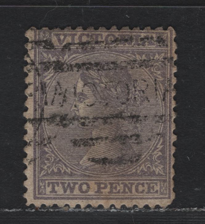 Lot 114 Australia - Victoria SC#90(SG# 155var) 2d Grey Lilac, 1867-1870 Queen Victoria Emergency Printings, A Fine Used Single Watermarked Double Lined 4, Perf 12 1/2 Instead Of listed 13 Comb.