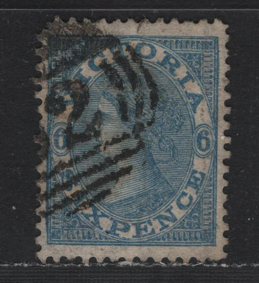 Lot 116 Australia - Victoria SC#101(SG#165a) 6d Deep Blue, 1867-1870 Queen Victoria Emergency Printings, A Fine Used Single Line Perf 12 1/2, Instead Of 13 Comb, Watermarked " Six Pence". A Very Well Centered Example