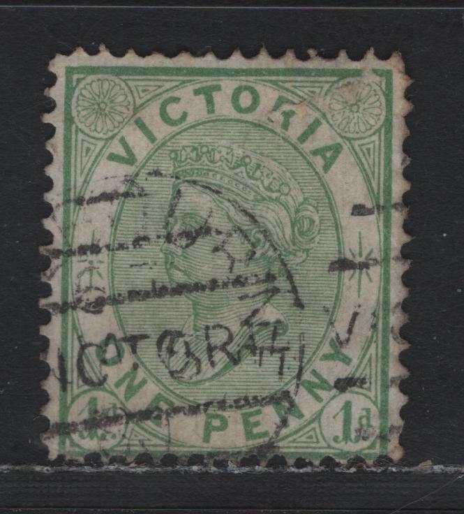Lot 127 Australia - Victoria SC#132(SG# 183) 1d Light Green, Perf 12 1/2 Line, 1873-1887 Bell Design Issue Wmk V Over Crown (VI), A Fine Used Single A Well Centered VF Example Of This Rare Perforation That Is Listed, But Unpriced In Gibbons