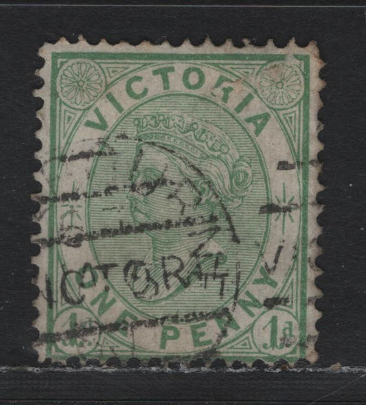 Lot 127 Australia - Victoria SC#132(SG# 183) 1d Light Green, Perf 12 1/2 Line, 1873-1887 Bell Design Issue Wmk V Over Crown (VI), A Fine Used Single A Well Centered VF Example Of This Rare Perforation That Is Listed, But Unpriced In Gibbons