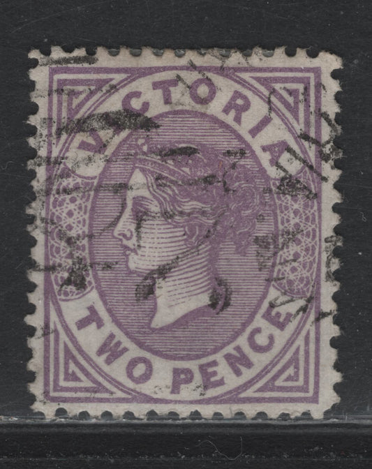 Lot 128b Australia - Victoria SC#135(SG# 179 var) 2d Lilac Mauve, 1873-1887 Bell Design Issue Wmk V Over Crown (VI), A Very Fine Used Single Die 2 On Glazed Paper, Unlisted Perf 13x13 comp 12 1/2
