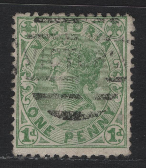 Lot 138 Australia - Victoria SG#208var (SC# 141) 1d Green , 1882-1884 Naish & Laureate Design Issue, A Fine Used Single, V Over Crown V2 Wmk, Unlisted Compound Perf 12x12.5, Unlisted In Gibbons.