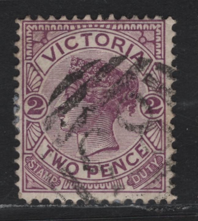 Lot 176 Australia - Victoria SG#314b (SC# 162) 2d Deep Lilac , 1886-1896 Reading Design Stamp Duty Issue, A Fine Used Single, #83 Barred Numeral Cancel For Carngham