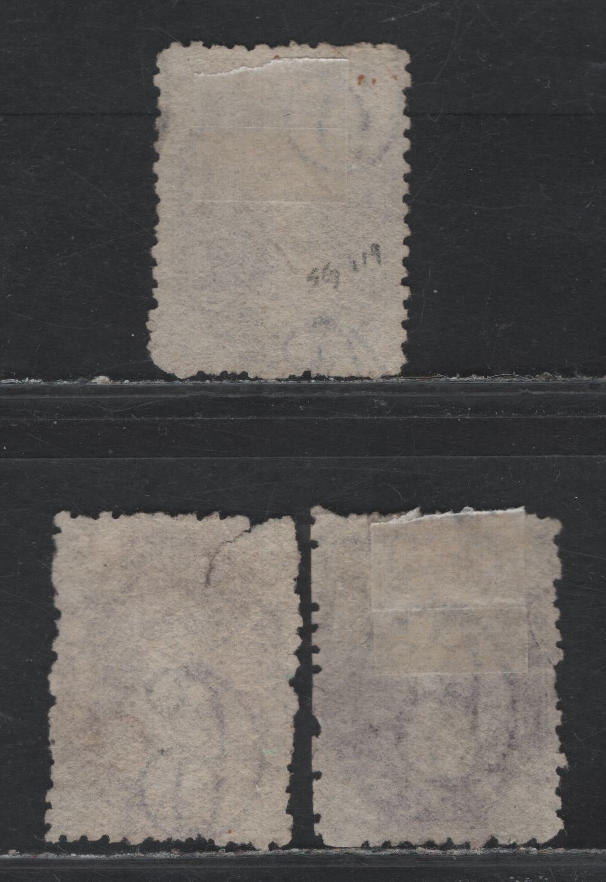 Lot 18 Australia - Tasmania SG#136, 138-139 (SC# 32k, 32o, 32r) 6d Lilac - Dull Reddish Lilac , 1871-1891 Chalon Heads Issue, 3 Fair/Very Good/Fine Used Singles, Manuscript Cancels