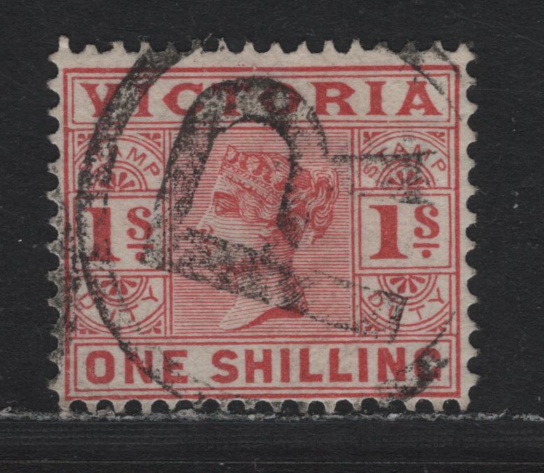 Lot 182 Australia - Victoria SG#321c (SC# 176) 1/- Brownish Red , 1886-1896 Reading Design Stamp Duty Issue, A Very Fine Used Single, Bold 'R' in Circle Registry Cancel, As Struck In Melbourne, Although Commonly Used, Full Strikes Are Scarce.