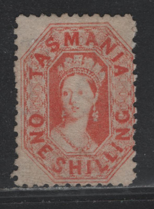 Lot 19 Australia - Tasmania SG#141 (SC# 34d) 1/- Orange Red , 1871-1891 Chalon Heads Issue, A FOG Single, Perf 11.5, Fresh Mint Example, Original Gum That Has Been Redistributed.