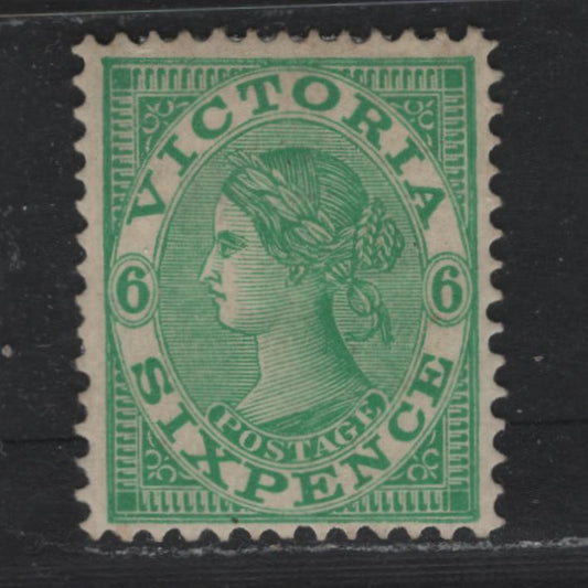 Lot 204 Australia - Victoria SG#392var (SC# 201) 6d Emerald , 1901-1910 Postage Designs Issue, A VFOG Single, V Over Crown Wmk, Perf 12x12.5
