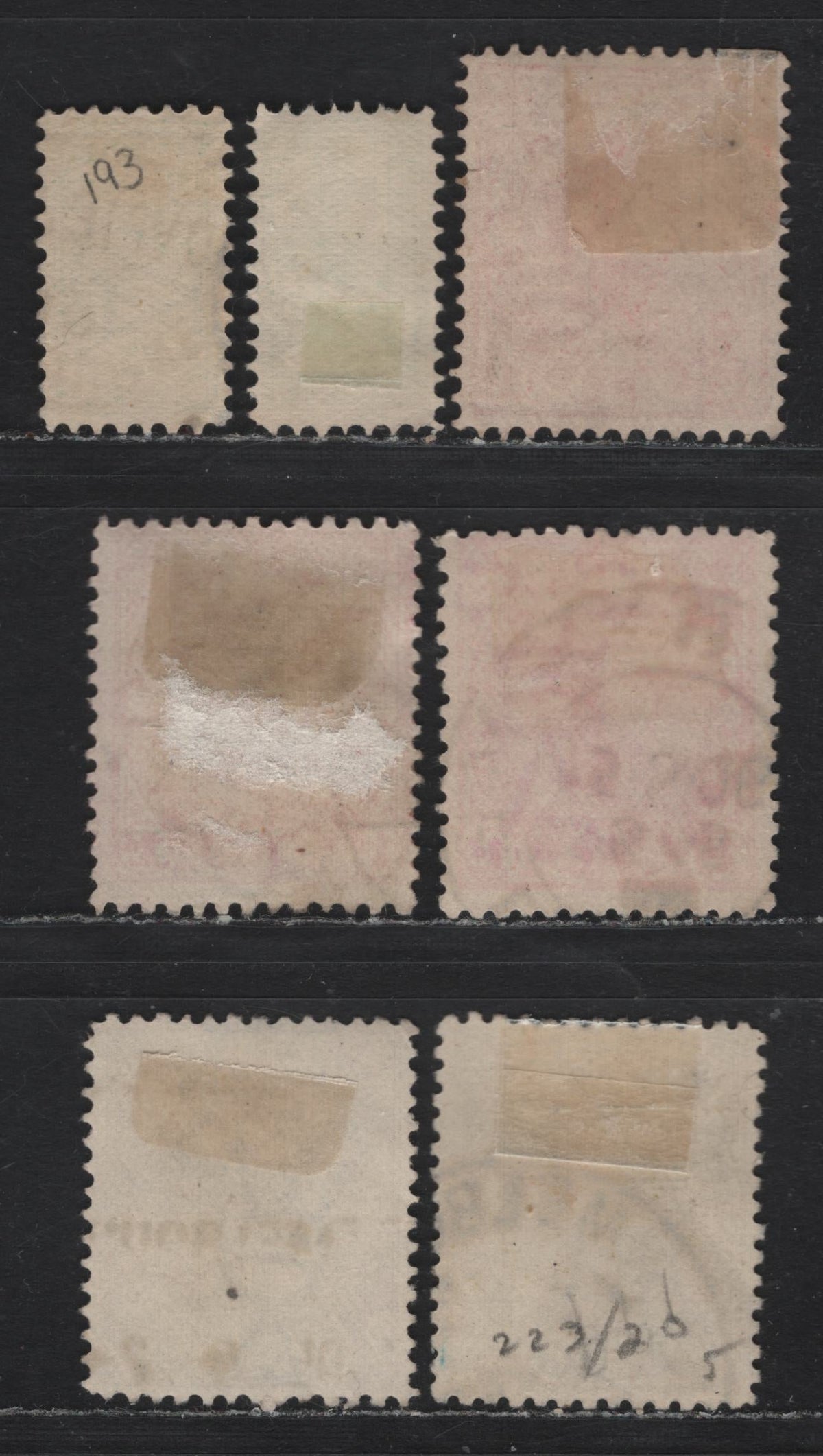 Lot 210 Australia - Victoria SG#416, 417-a, 418b, 421a (SC# 218-219a, 220, 223) 1/2d - 4d Emerald - Olive Bistre , 1905-1913 Postage Issues, 7 Fine/Very Fine Used Singles, Crown Over A Wmk, Perf 12.5