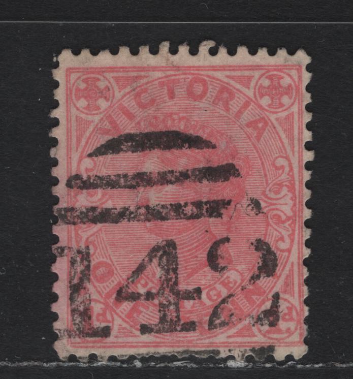 Lot 215 Australia - Victoria SG#417a (SC# 219a) 1d Pale Rose , 1905-1913 Postage Issues, A Fine Used Single, Crown Over A Wmk, Perf 12.5, Bold #142 Barred Numeral Cancel For Frankston, A Small Seaside Settlement.
