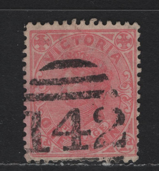 Lot 215 Australia - Victoria SG#417a (SC# 219a) 1d Pale Rose , 1905-1913 Postage Issues, A Fine Used Single, Crown Over A Wmk, Perf 12.5, Bold #142 Barred Numeral Cancel For Frankston, A Small Seaside Settlement.
