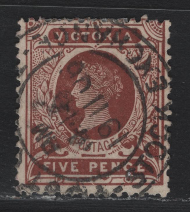 Lot 220 Australia - Victoria SG#422a (SC# 224) 5d Dull Reddish Brown , 1905-1913 Postage Issues, A Fine Used Single, Crown Over A Wmk, Perf 12x12.5, SON Melbourne Stock Exchange Cancel Dated November 19 1906.