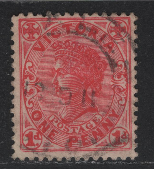 Lot 229 Australia - Victoria SG#458 (SC# 219) 1d Rose Carmine , 1912 Emergency Printings On Fiscal Stamp Paper Issue, A Fine Used Single, Perf 12x12.5, Narrow Crown Over A Inverted Wmk