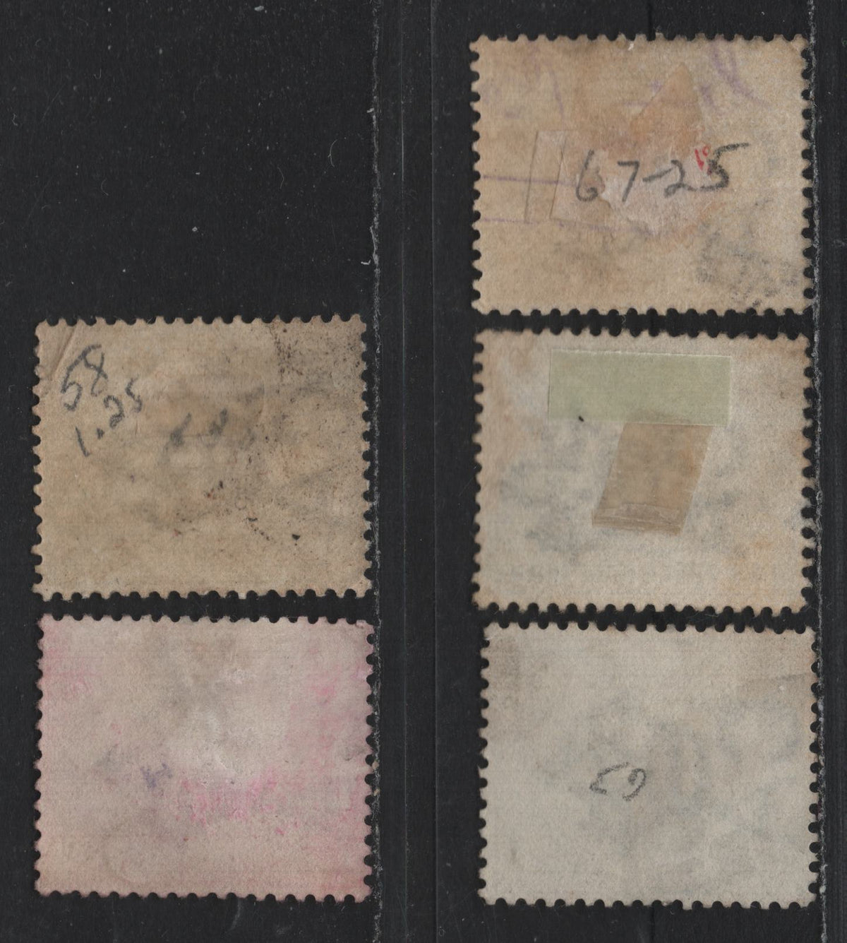 Lot 253 Western Australia SG#94a, 95-97, 100 (SC# 58, 62-64, 67) 1/2d - 6d Green - Violet, 1882-1885 Surface Printed Swans Issue, 5 Fine/Very Fine Used Singles