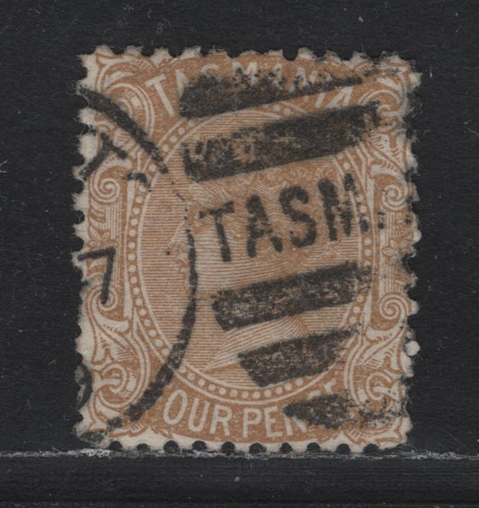 Lot 26A Australia - Tasmania SG#166var (SC# 64c) 4d Buff , 1880-1892 Third Sideface Issue, A Very Fine Used Single, Perf 12, Unlisted As Existing In This Shade For This Perf, Completely Free of Framing Lines.