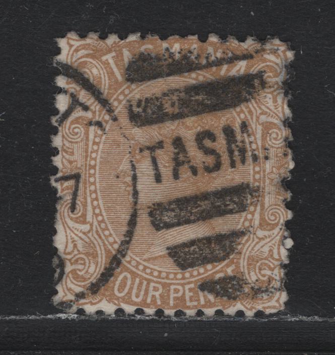 Lot 26A Australia - Tasmania SG#166var (SC# 64c) 4d Buff , 1880-1892 Third Sideface Issue, A Very Fine Used Single, Perf 12, Unlisted As Existing In This Shade For This Perf, Completely Free of Framing Lines.