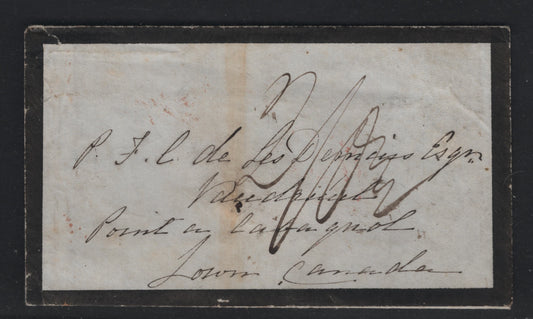 Lot 274 Canada A Fine Used Stampless Inter-Colonial Cover, Sent From Halifax On June 29 1848 To A Small Quebec Town Via Montreal & Quebec, Black Split Ring Backstamp For Nova Scotia & Red Back Stamps For Montreal & Quebec Dated July 8 & 9