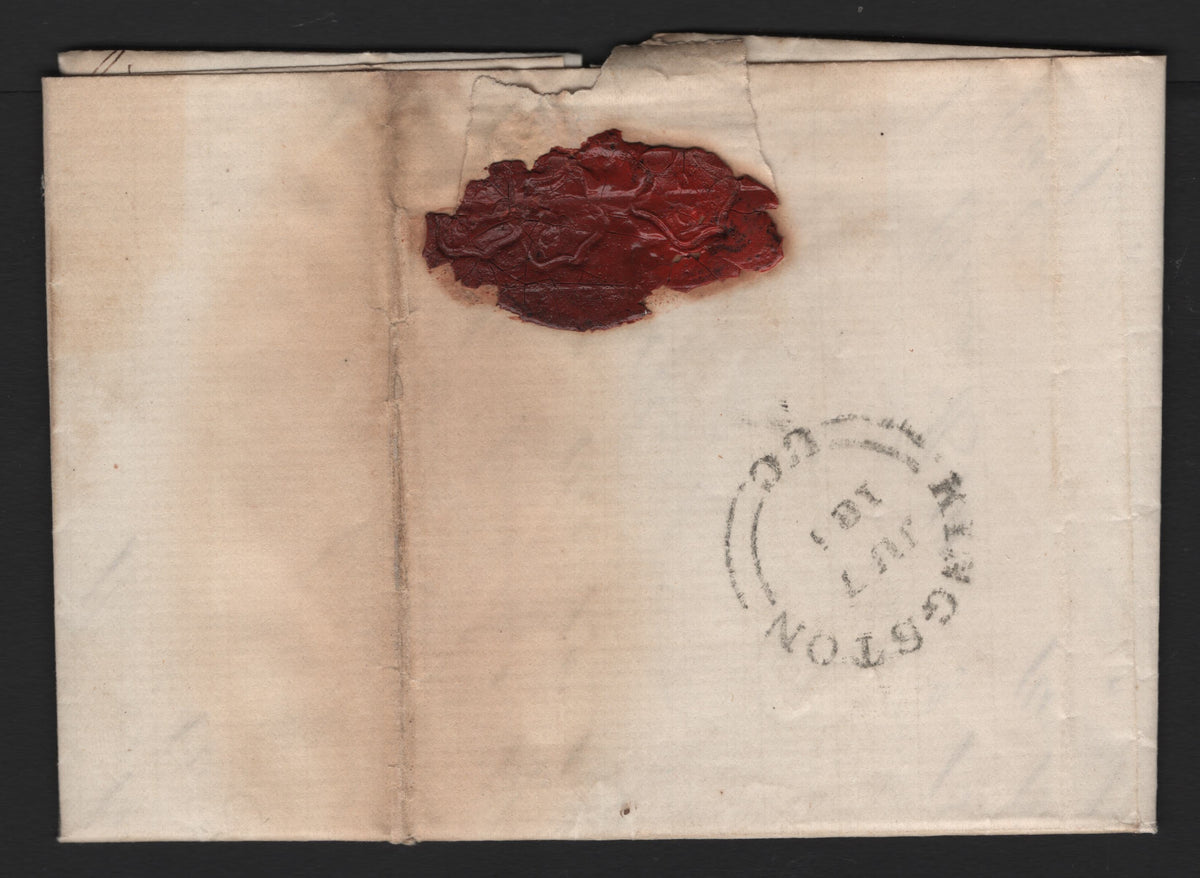 Lot 275 Canada A Very Good/Fine Used Folded Money Letter, Sent From Cornwall To Kingston, (6D) In Circle, Strick In Black Partial Straight Line Registered Handstamp, June 9 18577 Cornwall VC Split Ring Mark Struck In Black.