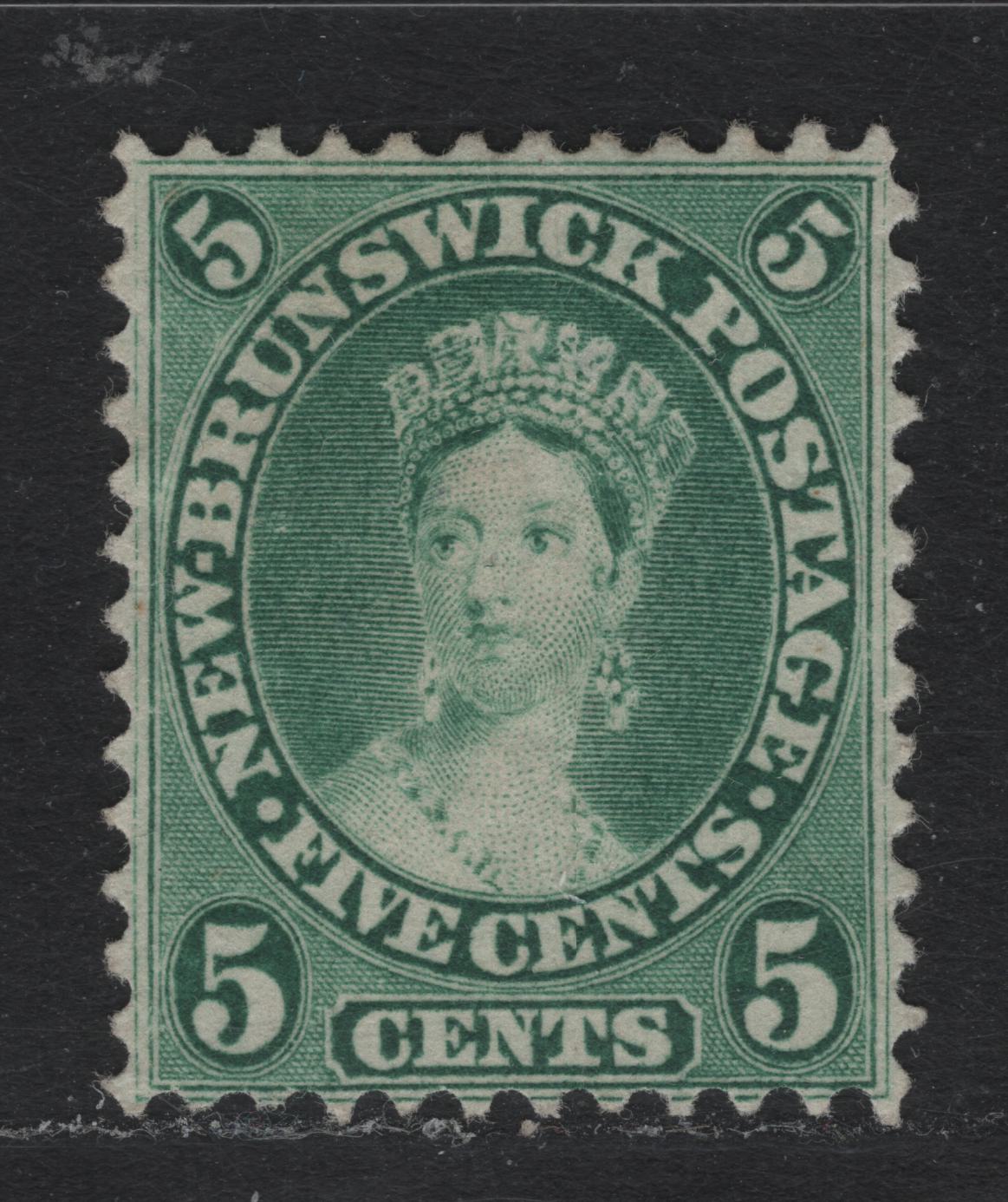 Lot 283 New Brunswick #8a 5c Pale Bluish Green, 1860 Cents Issue, A Very Fine Unused Single, Cents-SSS Paper, Perf 12x11.75