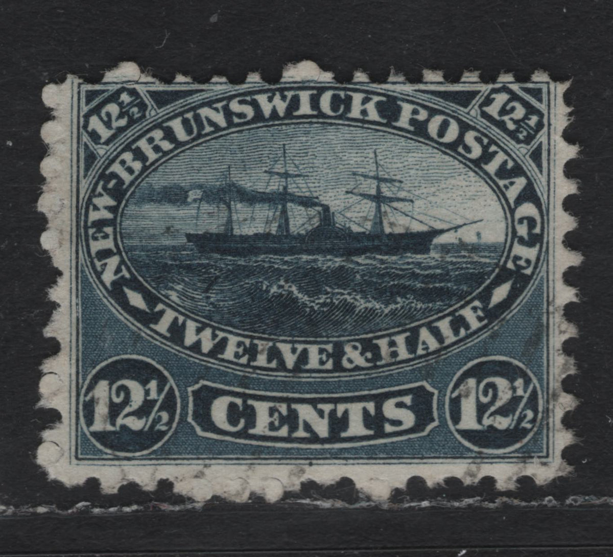 Lot 292 New Brunswick (C) #10 12.5c Indigo Blue, 1860 Cents Issue, A Fine Used Single, Cents-HHH Paper, Perf 11.75x12