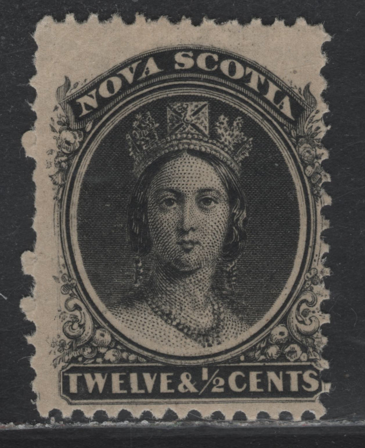 Lot 305 Nova Scotia #13 12.5c Black, 1860-1863 Queen Victoria Issue, A VGOG Single, Cents-G Paper, Perf 11.75
