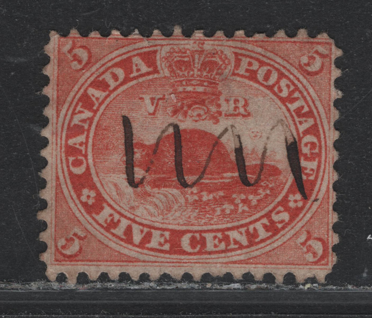 Lot 315 Canada (C) #15 5c Vermillion, 1859-1864 First Cents Issue, A Fine Used Single, Cents-B Paper, Perf 12