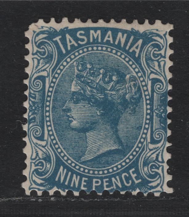 Lot 32 Australia - Tasmania SG#242 (SC# 98) 9d Blue , 1880-1899 Surcharge Issue, A Very Fine Unused Single, Perf 12.5, Wmk V Over Crown