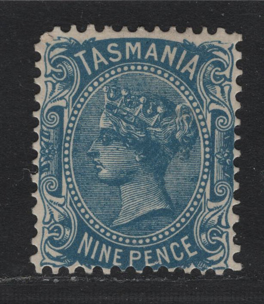 Lot 32 Australia - Tasmania SG#242 (SC# 98) 9d Blue , 1880-1899 Surcharge Issue, A Very Fine Unused Single, Perf 12.5, Wmk V Over Crown
