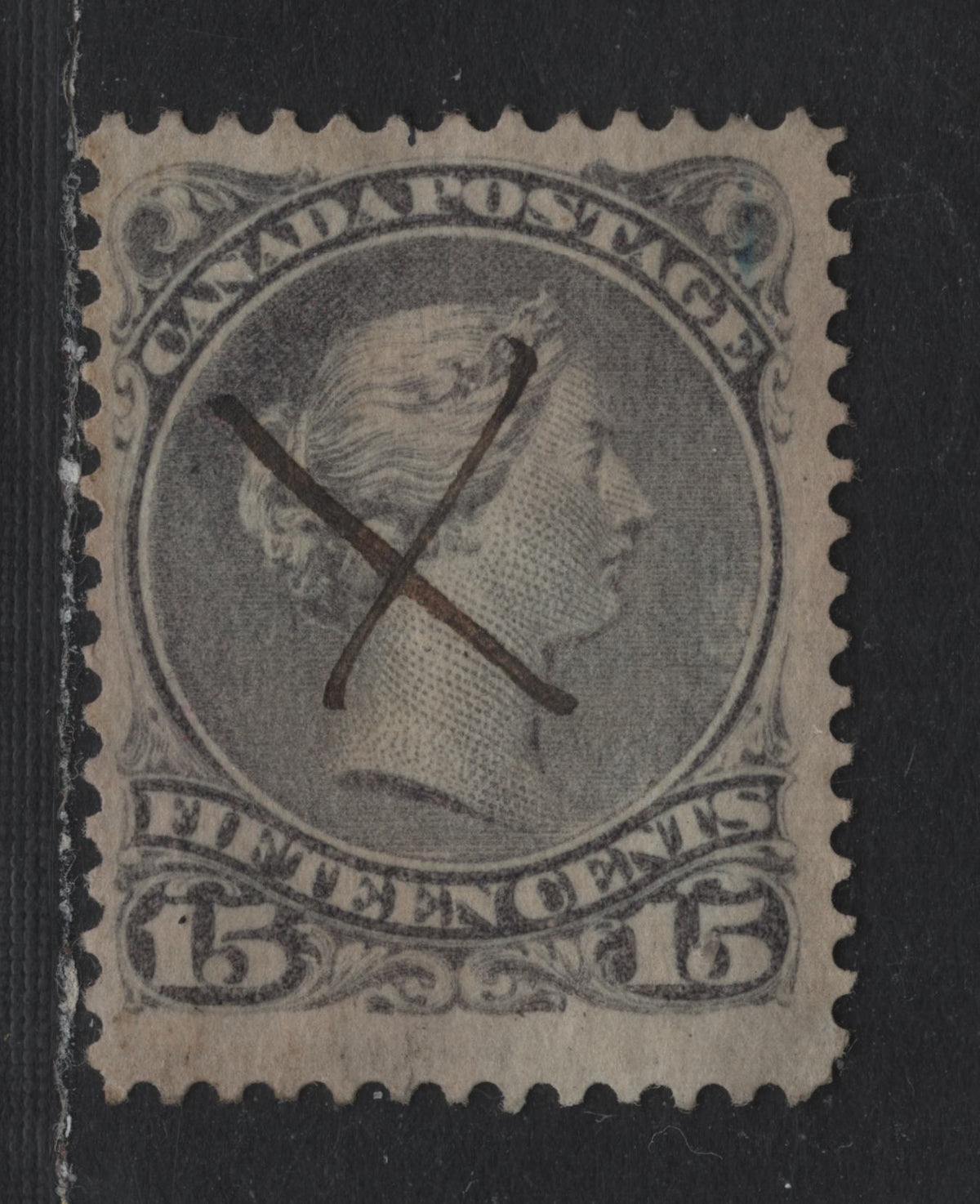 Lot 333 Canada #30 15c Grey, 1868 Large Queens Issue, A Fine Used Single Perf 12, Second Ottawa Printing On Vertical Wove Paper
