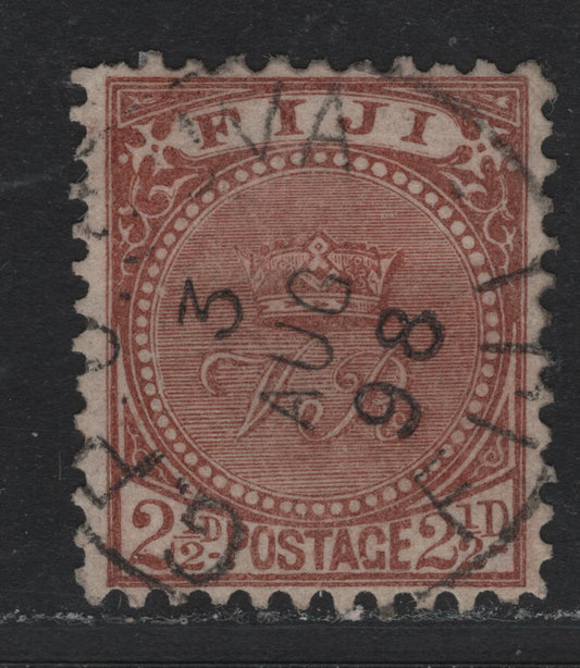 Lot 342 Fiji SG#103 (SC# 57) 2.5d Red Brown , 1891-1896 Emblem & Native Canoe Issue, A Very Fine Used Single, SON GPO Suva Cancel, Dated August 3 1898 Cancel, Perf 11x11.75.