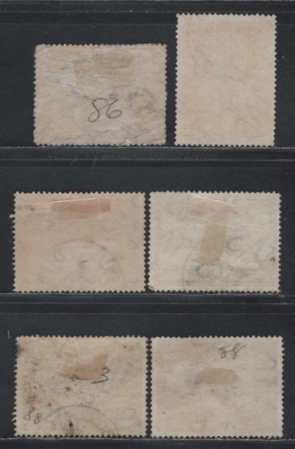 Lot 38 Australia - Tasmania SG#229, 231, 234-236 (SC# 86, 88, 91-93) 1/2d - 6d Deep Green - Lake , 1880-1905 Engraved Pictorial Issue, 6 Fine/Very Fine Used Singles, Two Slightly Different Shades of The 2d, Small Corner Crease On 1/2d